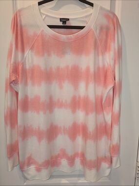 NWT Torrid Size 1 Tie Dye Sweatshirt Pink White Pullover Plus Size 1X